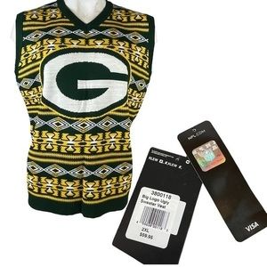 NWT Mens XXL Green Bay Packers Sweater Vest NFL Aztec Print Ugly Logo 161